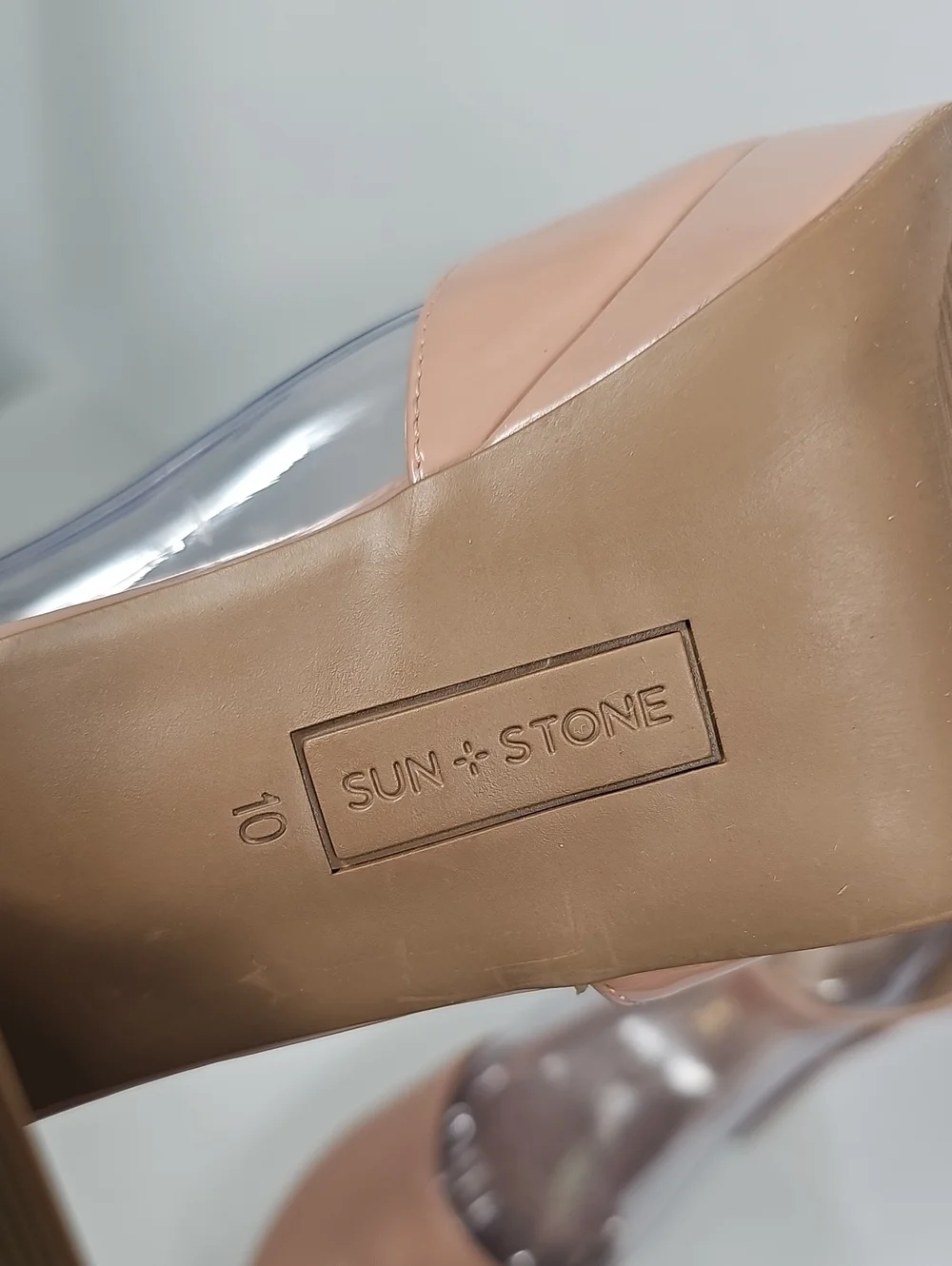 Sun + Stone Birdey Nude Patent Platform Block Heel Pumps Ankle Strap 10